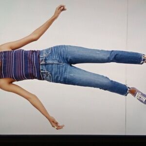 Madewell The High Rise Slim Boyfriend Melbourne Wash Cropped Womens 32